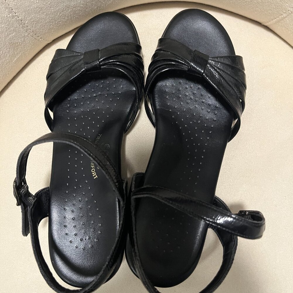 SAS sandals.  Black.  Very comfortable.  Nice dressy.  Size 6.5